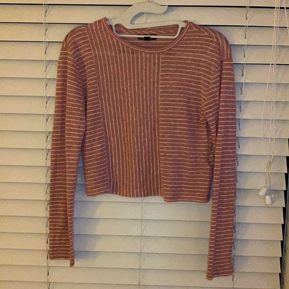 Pink and White Striped Topshop Long Sleeve